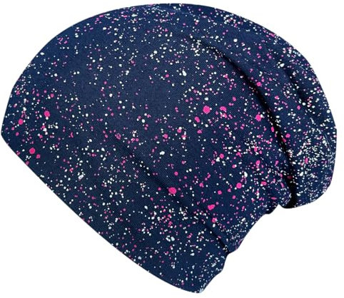 Wollhuhn ÖKO Jungen/Mädchen Bequeme Weiche Long Beanie/Mütze/Beanie-Mütze/Strickmütze/Kindermütze Jersey Gefüttert Übergangszeiten (Öko-Stoffe/Bio) 20220620 Galaxy Rot, L