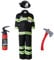 maxToonrain Black Fireman Costume for Kids, Boys and Girls Firefighter Costume Pretend Play Halloween Christmas Fancy Dress Outfit with Fire Extinguisher Axe Badge (4-5Y)