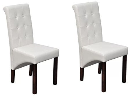 Catherinol Esszimmerstühle 2 STK. Wohnzimmerstuhl, Küchenstuhl, Armlehnstuhl, Bürostühle, Besucherstuhl, Weiß Kunstleder