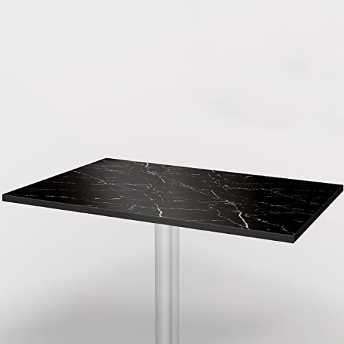 GGMMÖBEL 2er-Set Bistro Terrassen Tischplatte | 120x60cm | Schwarz Mamor | 100% HPL | Compact Werzalit Restaurant Gastro Garten Wetterfest Outdoor Aussen Tisch Gastronomie Stehtisch Möbel