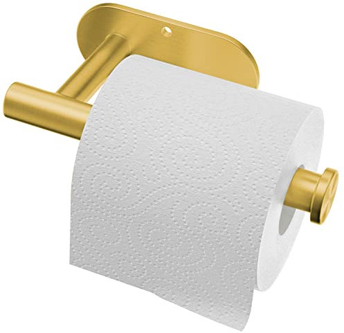 Toilettenpapierhalter Selbstklebend & Wandmontage Mit Schrauben, 304 Edelstahl Klopapierhalter, Lange Gehalten Starke Adhäsion Rollenhalter für Toilette Badezimmer Hotel (Gold)