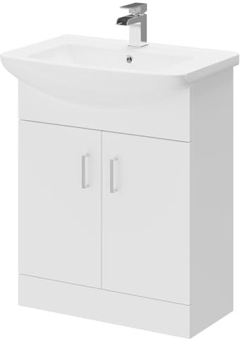 Wholesale Domestic Modena Gloss White 650mm Vanity Unit and Basin with 1 Tap Hole