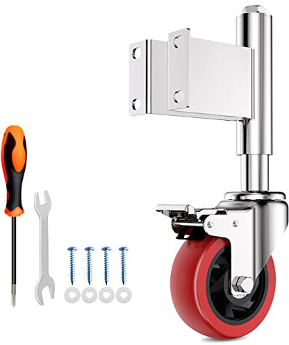 HomeGoGo Federbelastete Torrollen 125 mm Robustes Hardware Stahltüren bis zu 200 kg tragen für den Einsatz auf dem Bauernhof, im Anwesen und zu Hause Rot mit Bremse