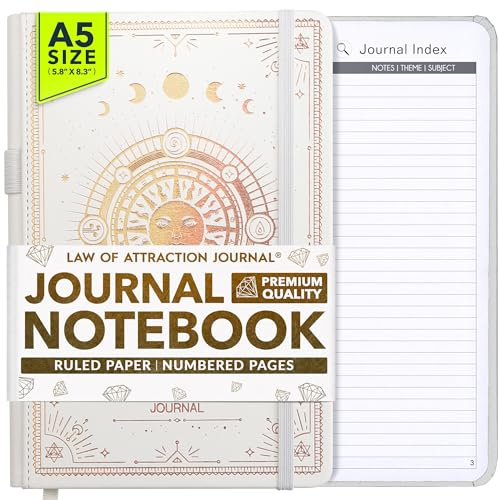 Freedom Mastery Law of Attraction Journal - liniertes Papier, nummerierte Seiten, 100gsm elfenbeinweißes Papier, Notizbuch mit Stifthalter, A5 Gebundene Ausgabe