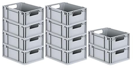 PROREGAL SuperSparSet 10x Eurobox NextGen Economy | Griffe offen |HxBxT 17x30x40cm | 16 Liter | Eurobehälter, Transportbox, Transportbehälter, Stapelbehälter