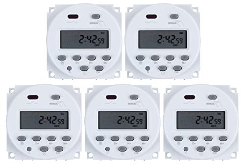 5 x programmierbarer Timer-Schalter, Gleichstrom, 12 V, digital, LCD, 16 A