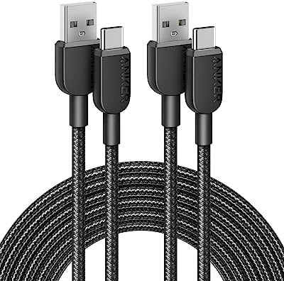 ANKER cable USB C, 300cm, lot de 2 câbles de charge USB A vers USB C, câble de charge USB A vers USB C, charge rapide pour Samsung Galaxy Note 10 Note 9/S10+ S10, LG V30 (USB 2.0, noir)