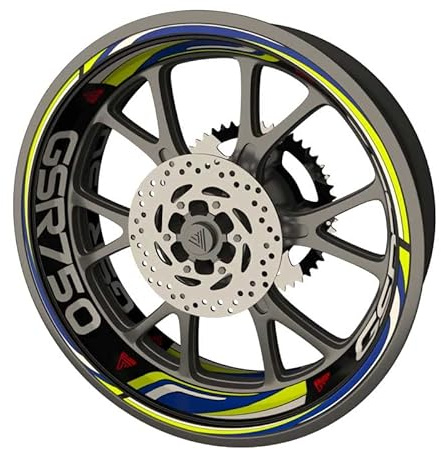 Komplettes Set Felgenrandaufkleber für Suzuki GSR 750 Premium Qualität (Aufkleber für die 2 Felgen)