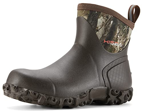 HISEA Men's Rubber Boots Ankle Rain Boots Waterproof Outdoor Mud Bootie for Lawn and Garden