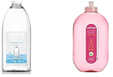 Method Ylang Ylang Daily Shower Cleaner Refill, 2 L, (Pack of 1) & Floor Cleaner, Wild Rhubarb, 739 ml