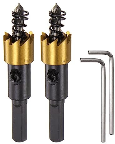 sourcing map 2pcs Hole Saws 15mm (3/5) M35 HSS (High Speed Steel) Titanium Coated Drill Bits Cutters Openers for Stainless Steel Aluminum Alloy Metal Wood Plastic
