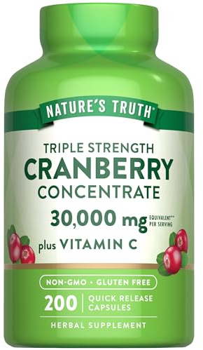 Nature's Truth Cranberry Concentrate Pills | Plus Vitamin C | 200 Quick Release Capsules | Non-GMO & Gluten Free Supplement