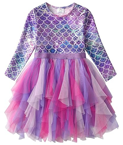 VIKITA Mädchen Kleider Meerjungfrau Prinzessin Tüll Party Hochzeit Kleid Gr.86-128