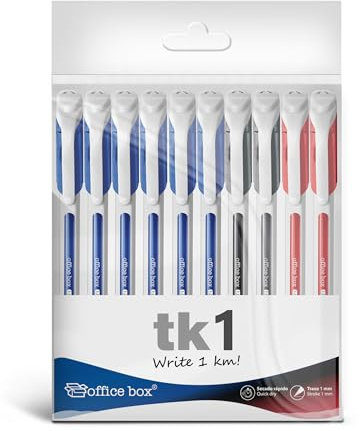 office box Boligrafos TK - Bolígrafos de tinta Semigel con Punta Metálica y Cuerpo triangular en Soft Touch que escribe más de 1 km by (Tk1 - Pack 10 Surtidos)