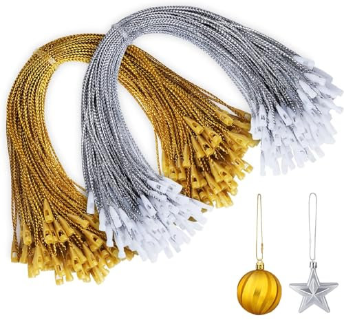 Ganci Palline di Natale,Corda di Ornamento di Natale,Cordino Palla Di Natale,200PC Ganci per Ornamenti Natalizi Ornamento Hanger String per Decorazione Albero di Natale