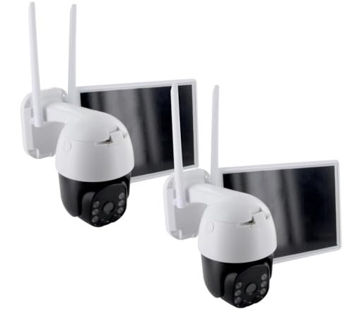 CHACON 2X Caméra WiFi rotative d’extérieure sans Fil avec Panneau Solaire