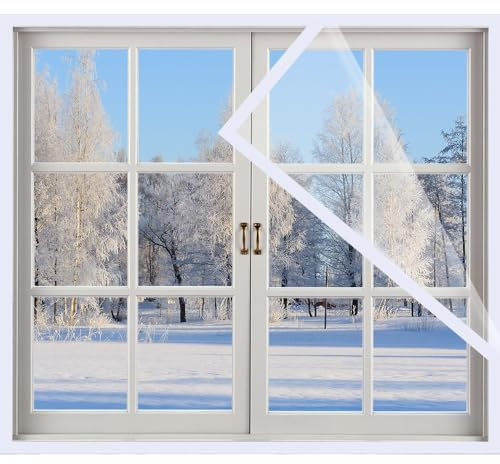 Kocusu Pellicola Termica Isolante per Vetri Finestre, Pellicola Termica per Finestre Contro Antifreddo, Isolamento per Finestre in PVC, per Protezione Dal Freddo, Scalabile, Senza Urti(2 * 2m)