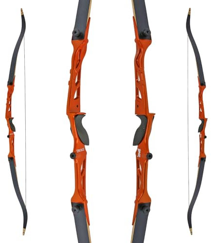 Drake Chroma - 68 Zoll - 20, 28, 34 lbs - Recurvebogen - auch inkl. Zubehör, Anfängerbogen, Tunierbogen, Bogenschießen (28 lbs, Orange)