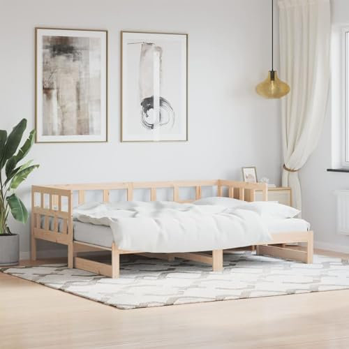 ZEYUAN Tagesbett Ausziehbar Weiß 80x200 cm Massivholz Kiefer, Schlafsofa, Daybed, Bettsofa, Sofa Bed, Sofabett, Schlafcouch, Jugendbett, Bettgestell, Bettcouch - 836207