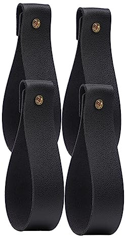 STOBAZA Ganci Da Parete in Pelle 4 Pezzi, Ganci Per Asciugamani, Cinghie Per Bastoni Per Tende, Decorazione BohéMien Per Bagno, Cucina, Camera Da Letto