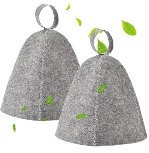 Zhongtou 2 Stücke Saunahut Filz Sauna Mütze Herren Sauna Hut Saunamütze Filzkappe Zubehör Duschkappe Badekappe Filzhut Sauna Kopfabdeckung Tragbare Saunahut für Dusche Sauna (Grau)