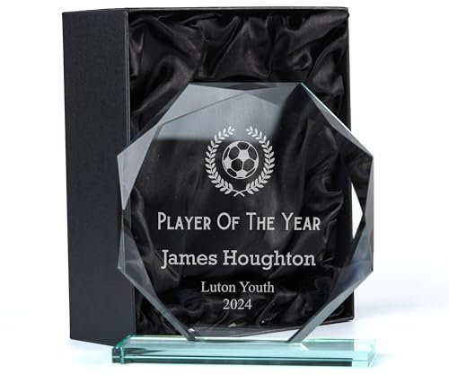 Large Jade Glass Personalised 15cm Football Trophy Award Engraved