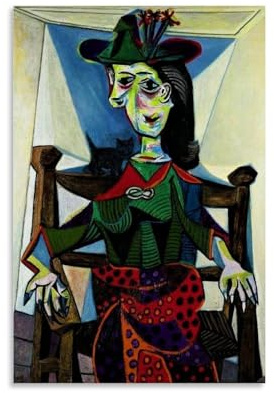 HBEOOP Pablo Picasso berühmte Farbe (Dora Maar mit Katze), Poster, Wandkunst, Rollen, Leinwand, Gemälde, Bild, Wohnzimmer-Dekoration, Zuhause, 60 x 90 cm