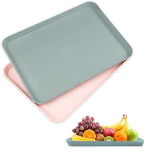 milaosk Small Tray,2 Pcs Rectangular Serving Tray Tea Tray Dinner Tray Trays for Food Serving Home for Kitchen, Café,Restaurant 29,5 * 21cm