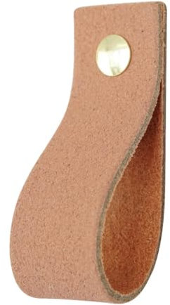 Handles and more - 6 x Ledergriffe für Möbel - Suede Pink alt - Größe M 19 cm - inkl. 3 Schraubenfarben - Schrankgriffe Leder - Türgriffe Leder - Ledergriffe für Schuhschrank & Schublade - Schlaufen