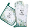 Arquiel Eucalyptus Leaves Oven Mitts and Pot Holders -100% Cotton, Heat Resistant Extra Long Oven Gloves & Hot Pads for Cooking BBQ Grilling Baking Gift, Set of 2