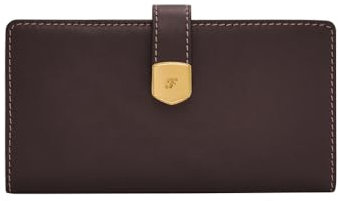 Fossil Lennox, Portefeuille bi-Pliable pour Femme, Marron Cacao, 17.15cm L × 1.91cm W × 8.89cm H