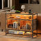 Gurexl LED Sideboard küchenschrank Buffetschrank, Landhausstil Vorratsschrank Mit Kabelloser Ladestation, Smart Mehrzweckschrank RGB 20-Farben Dimmbares Bücherregal Schlafzimmer 100×40×80cm