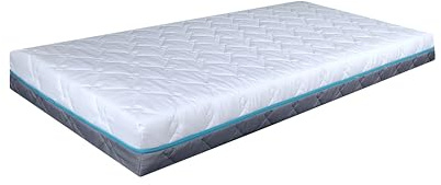 BDW - Matratze 180x80x8 H3 - Schaumstoffmatratze mit Silber-Ionen - 8 cm dick - Matratze für Doppelbett, Boxspringbett, Gästebett - Waschbarer Bezug mit Schnellverschluss