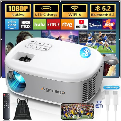 15000 Lumens Outdoor Movie Projector - Native 1080P HD Portable Projector with WiFi 6 and Bluetooth 5.2, 300 Screen