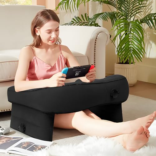 Suanti lesekissen für bett und sofa,reading pillow,body pillow,Lesekissen für Erwachsene im Bett, Gaming-Lesekissen, Armlehne, Häkelstützkissen, aufblasbares Lesekissen mit Armlehnen(Black)