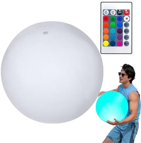 Balles de plage lumineuses pour piscine | 16 couleurs claires pour jeux de piscine, 4 modes d'éclairage, balles de plage gonflables avec télécommande pour fêtes de piscine et de plage, jeux d'eau