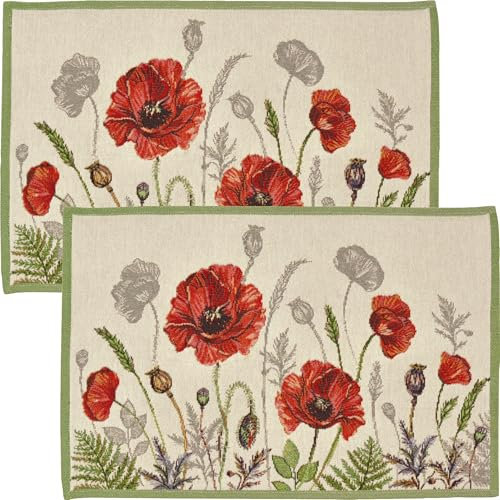 Sander Tischset Poppy Meadow 2er-Pack Gobelin rot-Natur Größe 32x48 cm