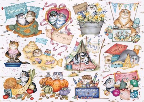 Ravensburger Crazy Cats A Cat's Year – Tierpuzzle für Erwachsene und Kinder ab 12 Jahren