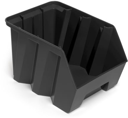 FAMI - Pack da 9 Cassette Picking Box Air Misura 4A5 a Bocca di Lupo, Contenitore Impilabile per Viteria e Attrezzi in Garage, Officina, Grigio Scuro, Portata 39 kg, Dimensioni 33,6 x 50,7 x 30,4 cm