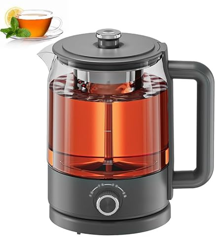 Machine à thé chaude, 600 W, théière électrique en verre épais entièrement automatique, bouilloire électrique multifonctionnelle de 1,2 L, réglage de 4 vitesses, pulvérisation délicate à la vapeur,
