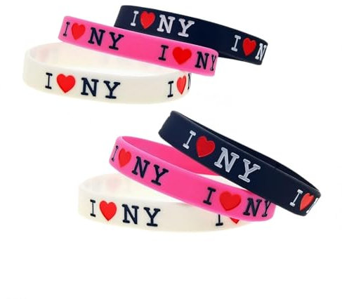 ZENRUIMING 6pcs I love New York Silikon Armbänder New York Reise Souvenirs Outdoor Sport Zubehör Verstellbar Silikon Kein Edelstein Verstellbar Silikon Kein Edelstein, Einstellbar, Silikon, Kein