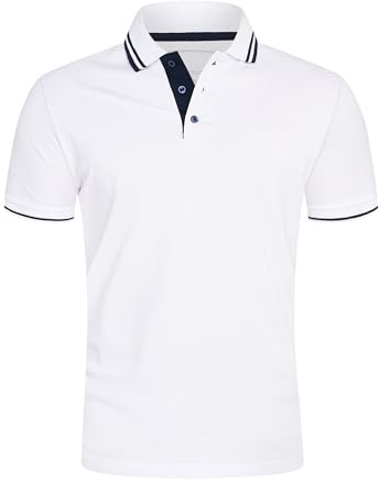 behype. Herren Kurzarm Poloshirt Freizeit Polo T-Shirt Männer Polo-Hemd Regular-Fit in Piqué-Qualität RR_MP-357-Weiß-Schwarz-3XL