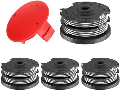 CHIHOLEN 4 Stück Rasentrimmer Fadenspule F016800351,für Bosch Art 24/27/30/24+/27+/30+/30-36 LI,AdvancedGrassCut36,Ø1,65mm-6,1m Länge,mit Spulenabdeckung 1600A00X61(4 Spule+1 Kappe)