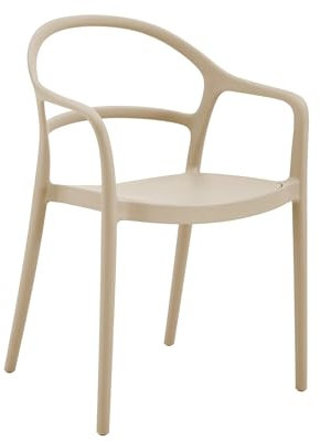 Rebecca Mobili Sedia Salvaspazio, Sedia da Esterno, Tortora, Polipropilene, Impilabile, Stile Moderno, per Interno o Giardino - Misure HxLxP: 81 x 57 x 51,5 cm - Art. RE7193V4
