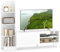 COSTWAY TV Stand Cabinet for 50 Inch TVs, Wooden Media Entertainment Center with Bookshelf, Adjustable Shelf and Door, 140cm TV Unit Media Console Table for Living Room Bedroom (White)