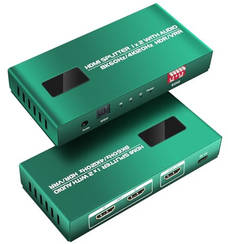HDMI-Splitter 1 in 2 Out 4K 120Hz mit Audio Extractor Hue Sync Box 8K HDMI Splitter 1 in 2 Out mit Audio Extractor PS5 HDMI 2.1 Splitter 4K 120Hz PS5 HDMI2.1 Duplikator 1X2