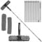 4.5M Window Squeegee Cleaner Tool Kit with Long Handle, 2 in 1 Extendable Window Cleaning Kit with Squeegee and Microfiber Cloth for Indoor/Outdoor High Window, Wall and Car (Gray)