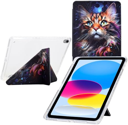 Hülle für iPad (A16) 11./10. Generation (2025/2022) mit Stifthalter Pencil Halter Auto Schlaf/Wach Funktion Stoßfest Tablet Schutzhülle - Große Katze
