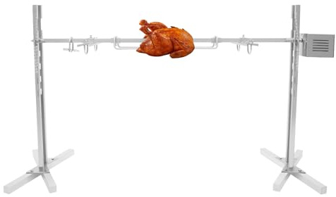 Fyssnn Edelstahl Spanferkelgrill mit Motor & Manuell - Drehbarer Grillspieß, Höhenverstellbar, Bis 40kg Tragkraft für Schwein Lamm - Outdoor Camping Garten, Profi Rotisserie Set