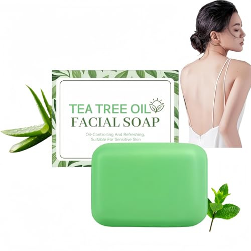 Tea Tree Oil Soap Bar,Tea Tree Oil Facial Soap,Natural Antifungal So/ap for Face & Body Wash,O/il Control & Refreshing,Removes Sweat and Odor,Relieve Skin Problems,Suitable for Sensitive Skin
